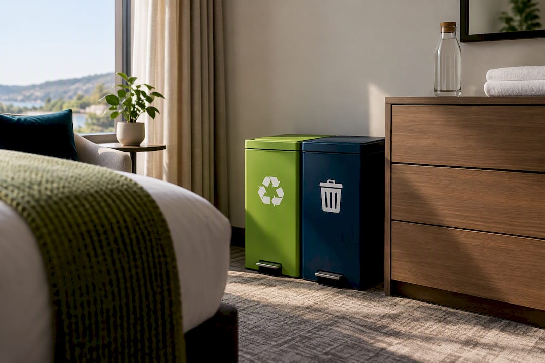 Paired recycling and general waste bins