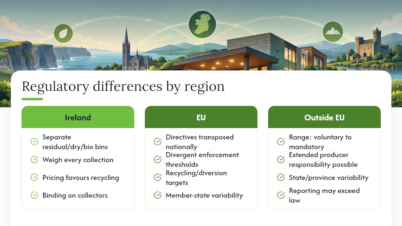 What legal and reporting requirements apply across different regions? — overview diagram