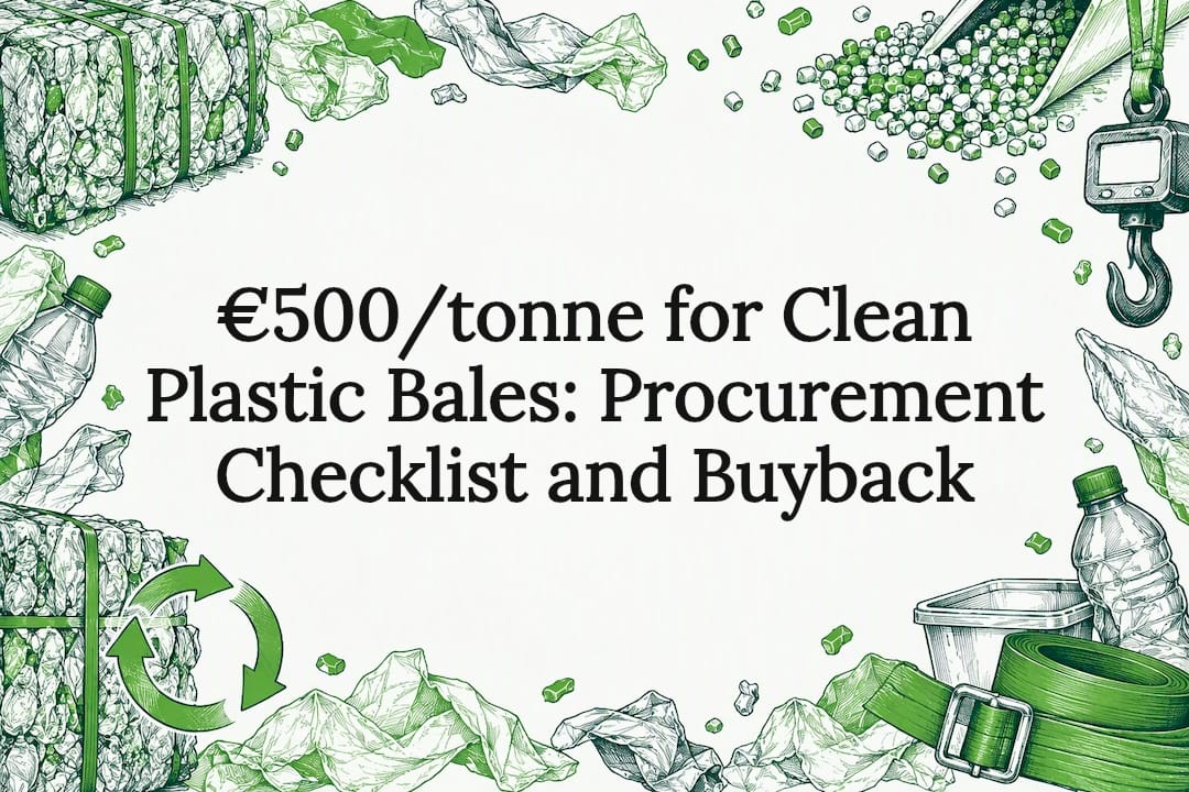 Hand-drawn plastic bale procurement title card