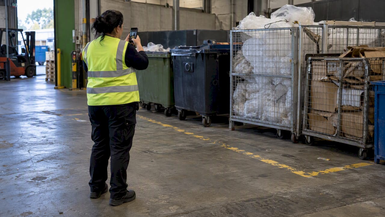 Auditor photographs a separated waste quarantine zone