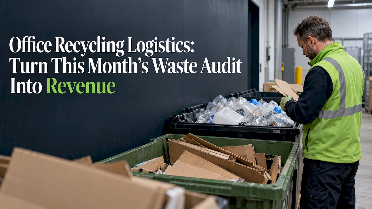 Facility manager auditing separated office recycling