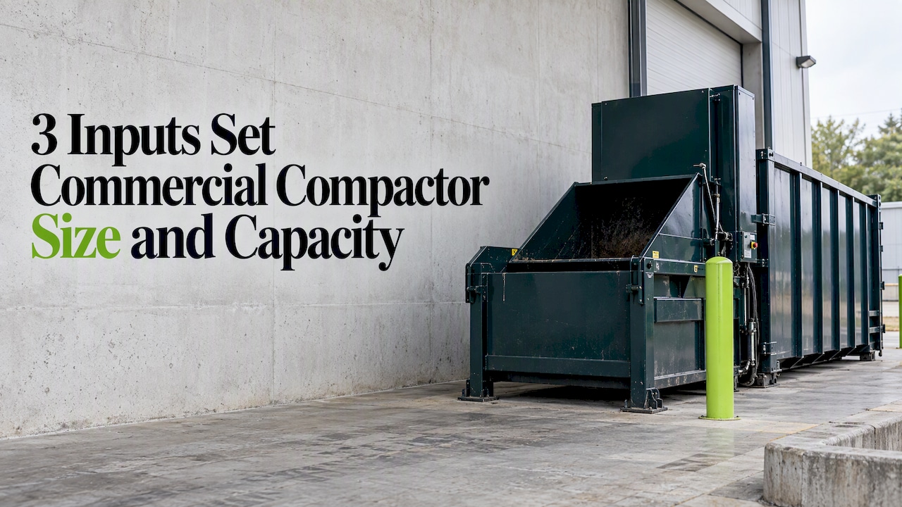 Commercial compactor in a business service yard