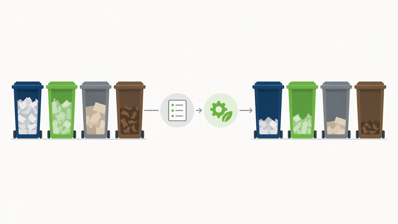 Waste baseline compared with later measured results