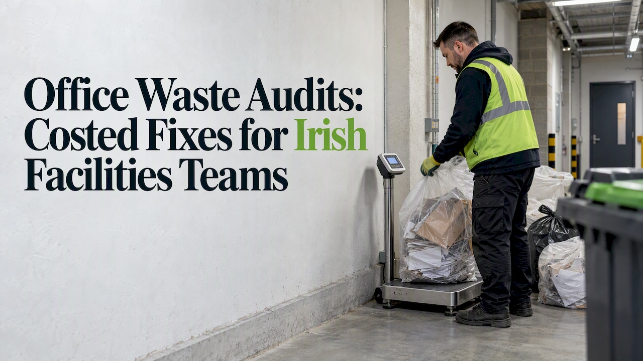 Facilities worker weighing sorted office waste