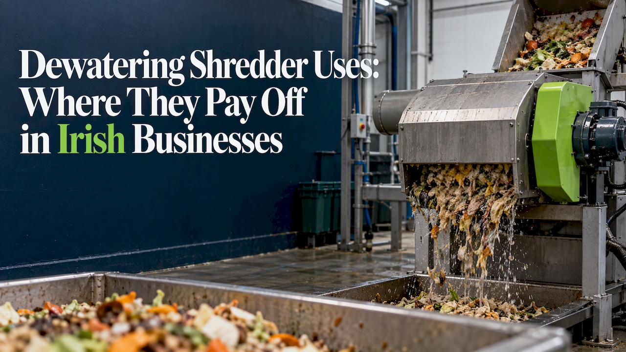 Industrial dewatering shredder processing wet food scraps