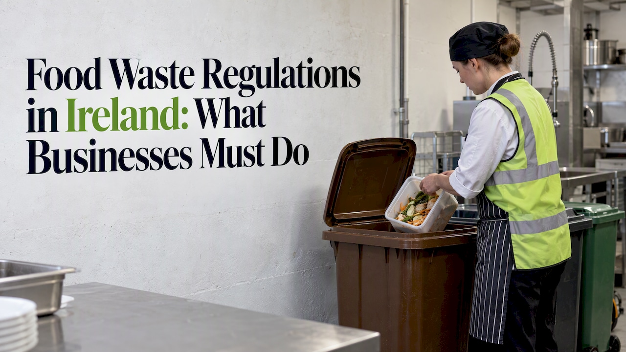 Worker sorting food waste into brown bin