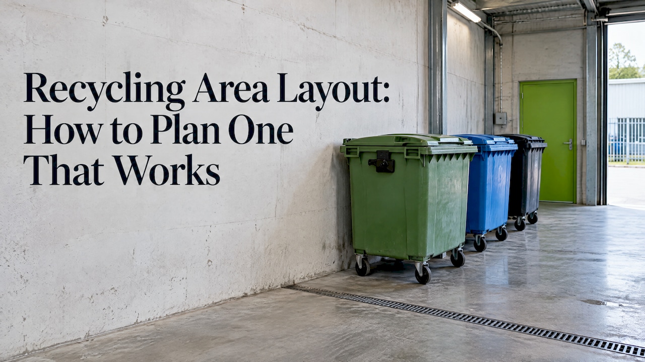 Separated waste bins in a commercial recycling area