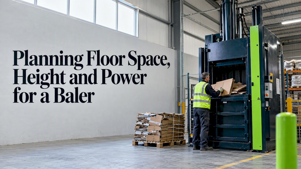 Vertical baler in a warehouse bay