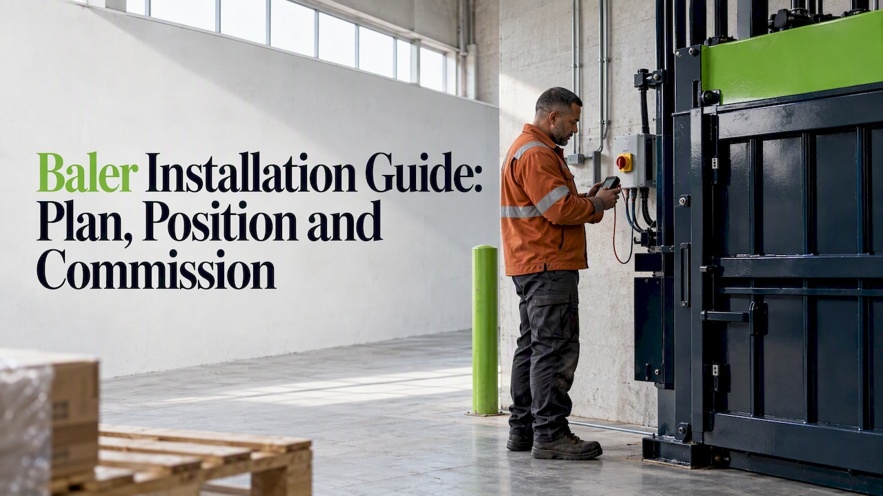 Electrician commissioning an industrial baler